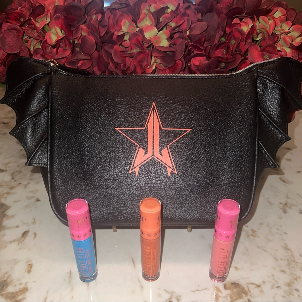 NEW JEFFREE STAR Limited Edition "Bat Royalty" bag + 3 Velour liquid lipsticks